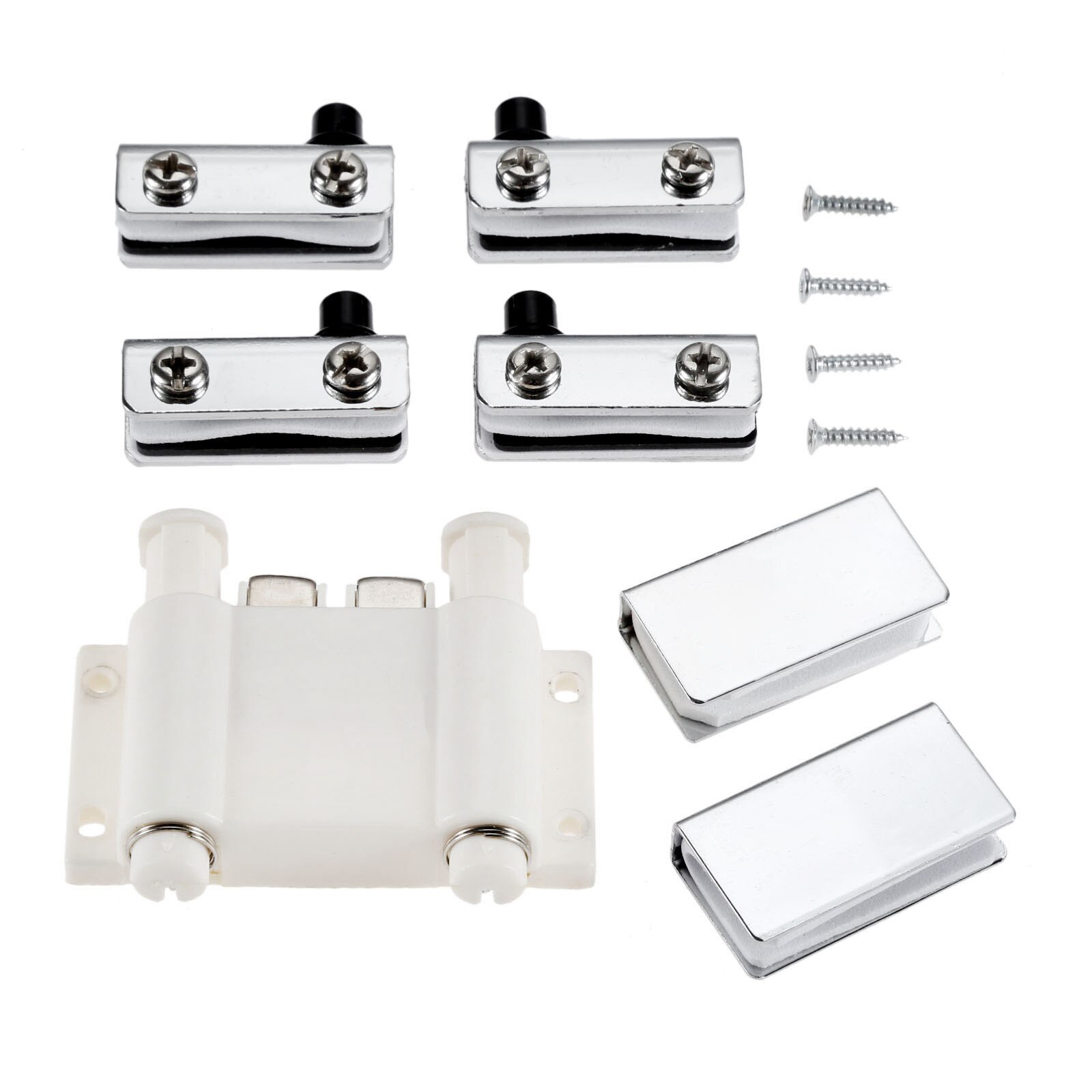 DRELD Stainless Steel Glass Door Pivot Hinge Double Head Magnetic Catch Set For 5-8Mm Thickness Glass Door