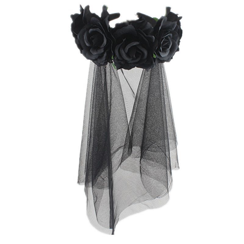 Rose Accessoires Dans Meisjes Halloween Dag Hoofddeksel Dode Bloem Kroon Festival Hoofdband Party Mexicaanse Dragen Vrouwelijke: Black