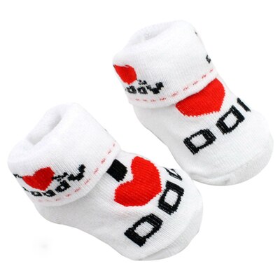 Neugeborene Winter Warme Socken Kleinkind Baby Mädchen Jungen Liebevolles Herz Papa Mutter knapp Gedruckt Weiche rutschfeste Boden Socken 0-6M A20: Vati
