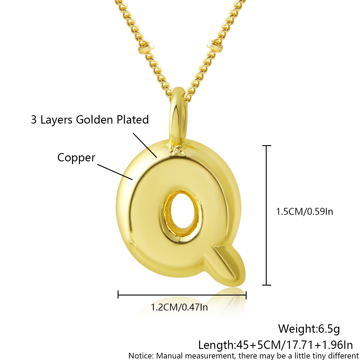 MHS.sole Nuovo carino ottavino palloncino a bolle collana iniziale colore oro mini paffuto 26 lettere dell'alfabeto collana con ciondolo gioielli regali: Bronzo antico placcato