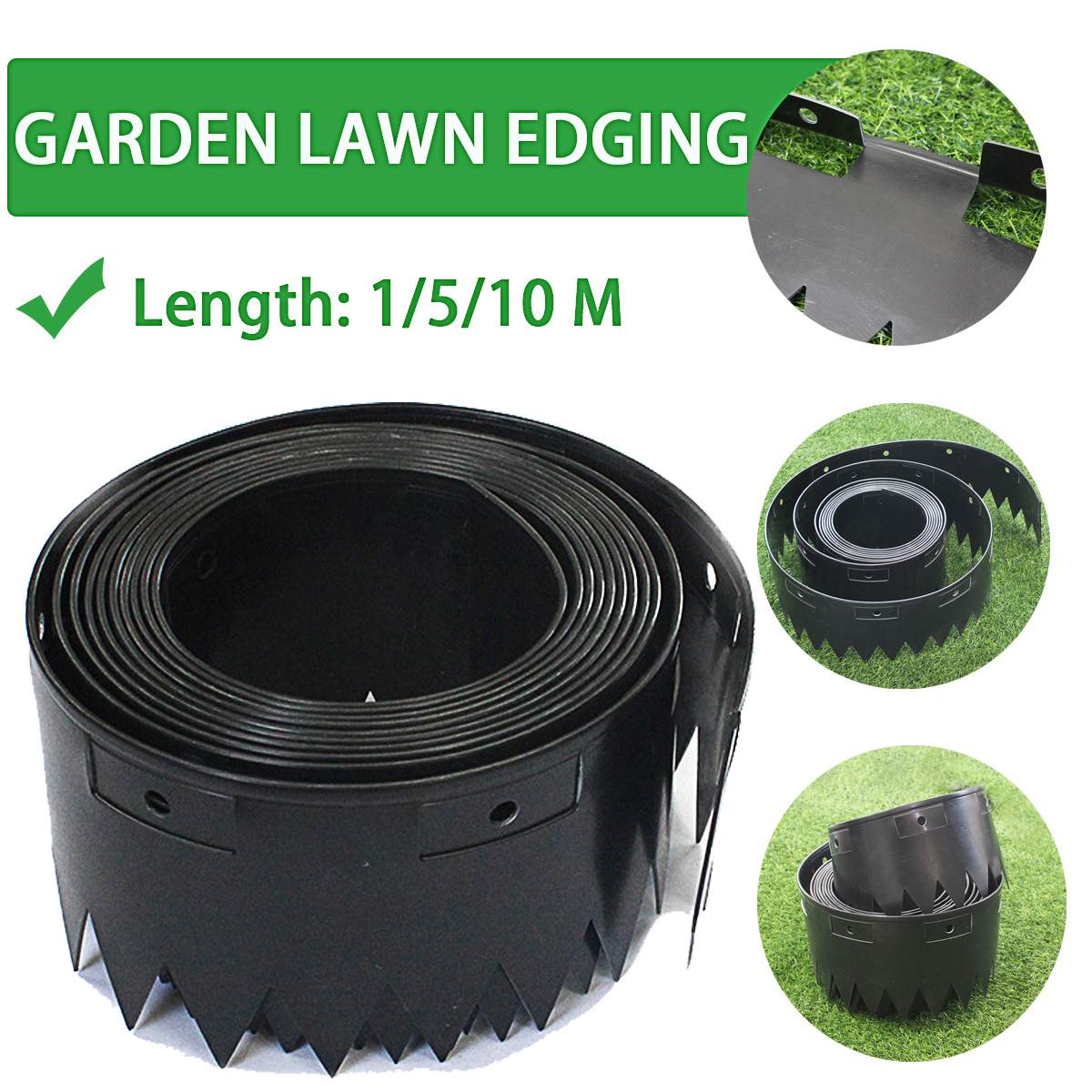 1/5/10M Garden Fence Edging Cobbled Stone Effect Plastic Lawn Edging Plant Border Decorations Flower Bed Border Lawn Palisade