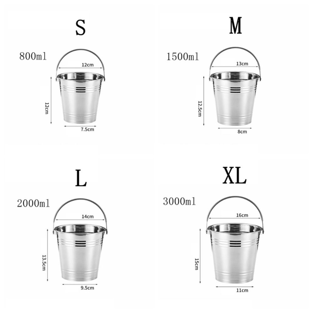 Multifunctionele roestvrijstalen ijsemmer Verdikte ronde champagne-emmer Draagbaar met handgrepen Mini metalen emmers Bar
