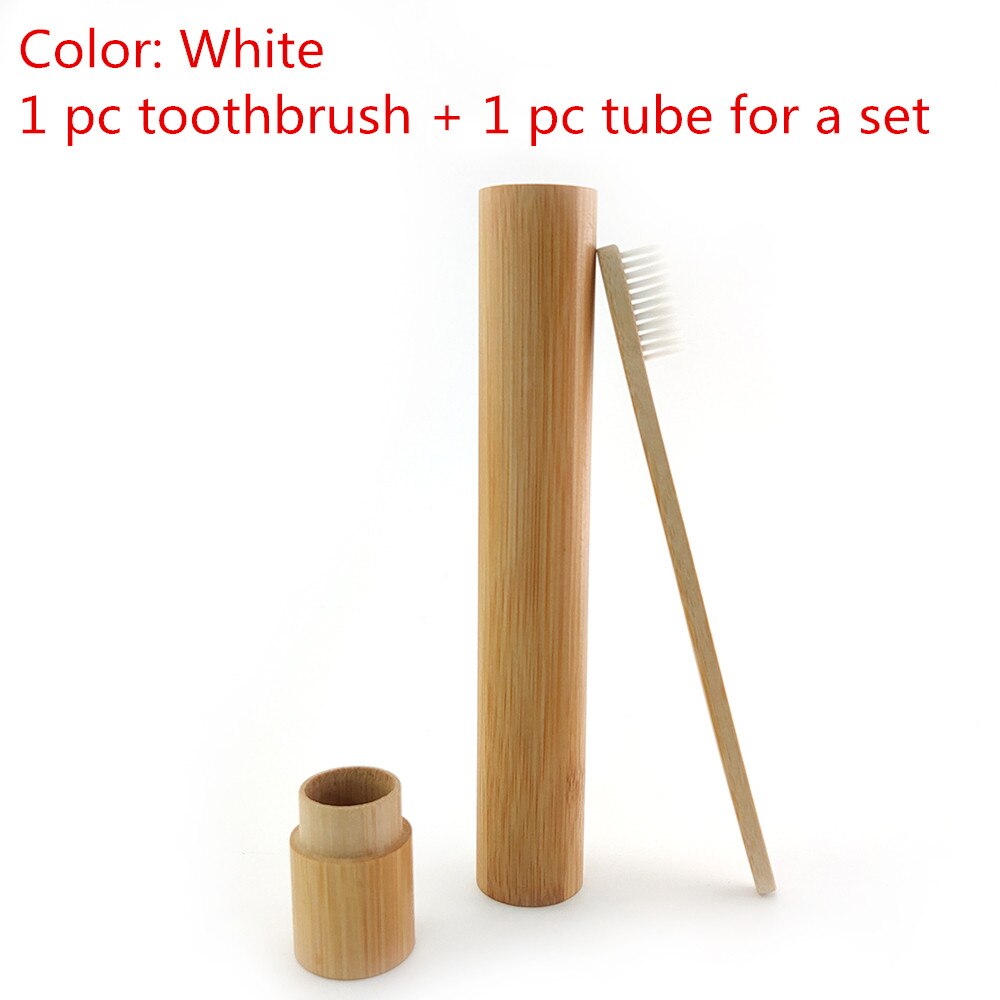 1pc Bamboo Toothbrush +1pc Bamboo Tube Eco Friendly Natural Bamboo Toothbrush Travel Case Soft Head Teeth Brush 2pc Packing: 492-K-1
