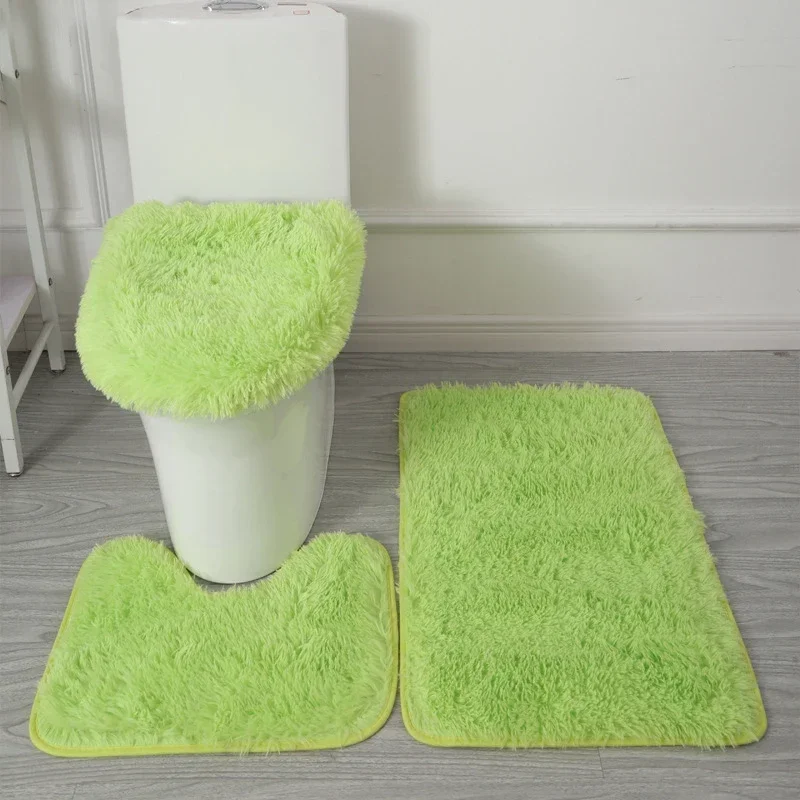 Anti-slip Bathroom Mat Set Luxurious 3-piece Bathroom Rug Set with Non-slip Backing Super Soft Microfiber for Toilet for Modern: Clear