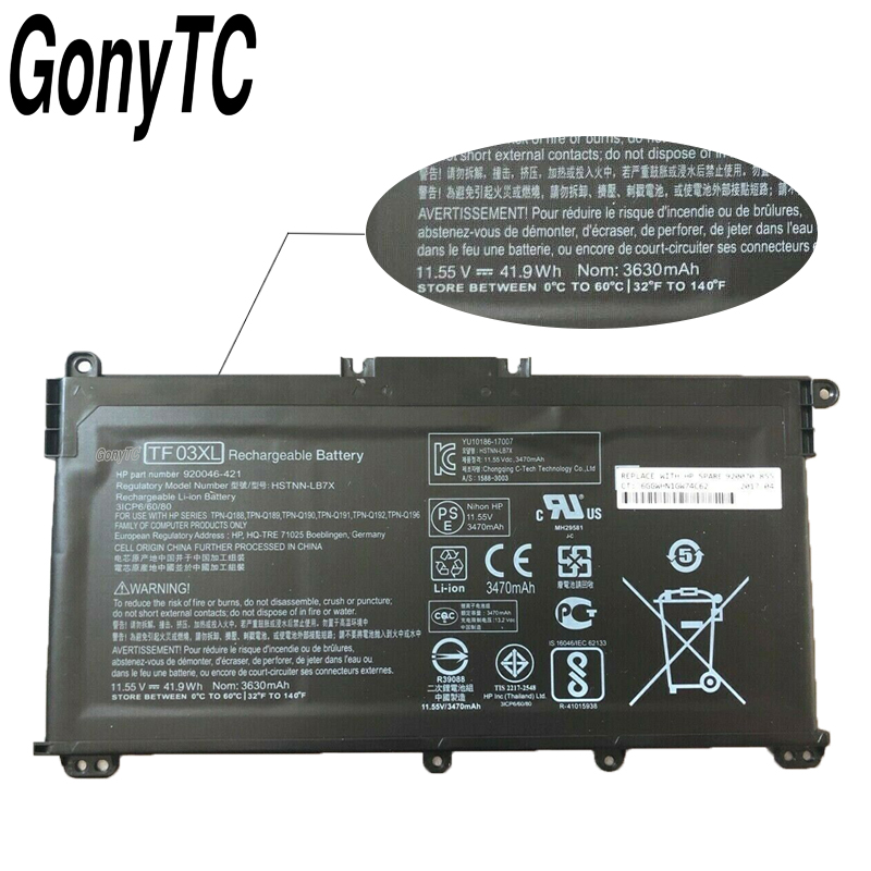 Original TF03XL Laptop battery For HP 14-bf 15-CC TPN-C131 HSTNN-LB7X HSTNN-LB7J HSTNN-UB7J HSTNN-IB7Y 920070-855 920046-421