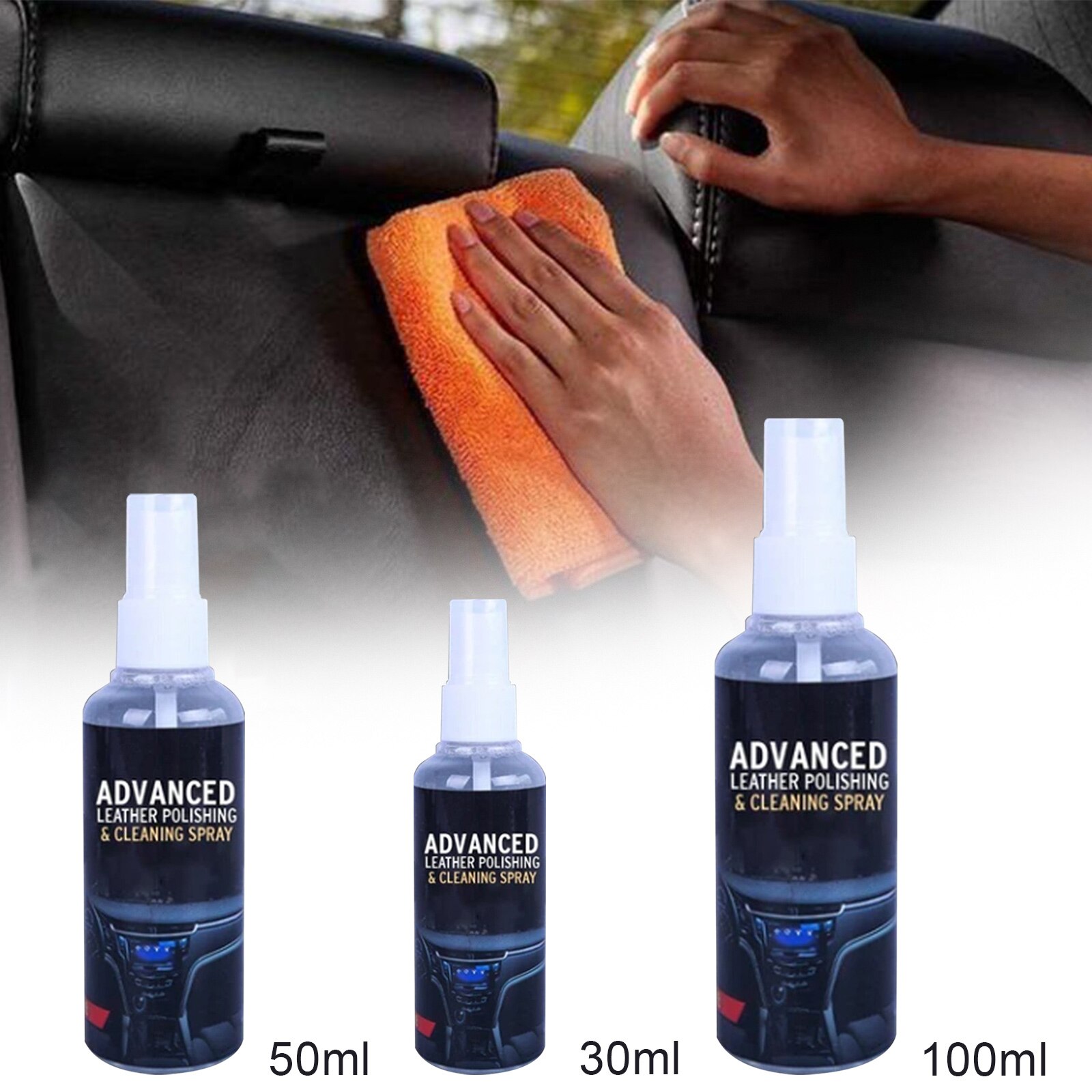 30/50/100 ML Car Interior Cleaner Agent Roof Fabric Flannel Leather Seat Cleaning Wax Cleaner Coating Polishing Spraying Wax