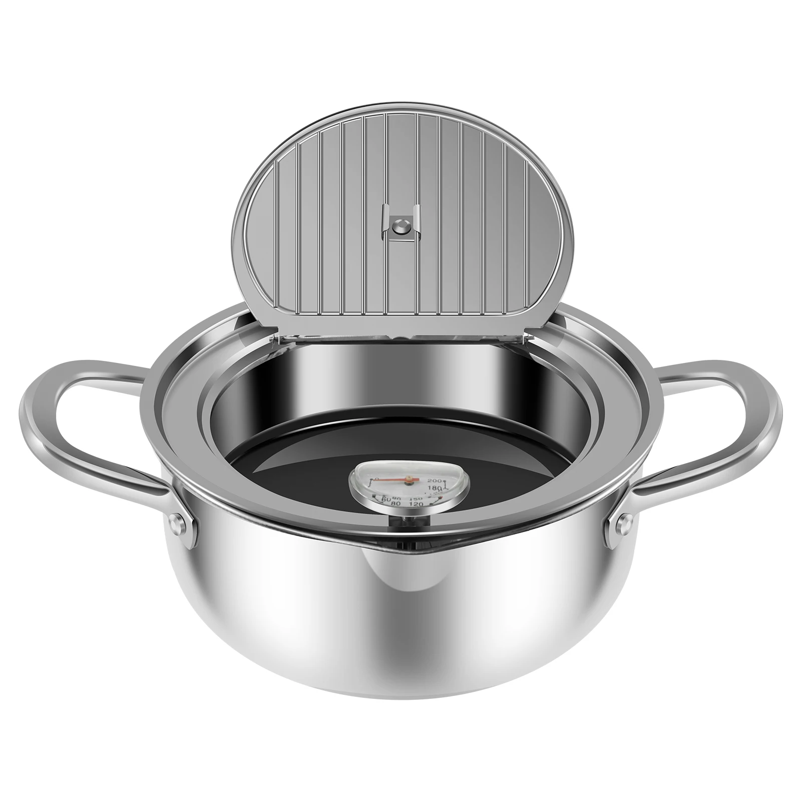 Deep Fryer with Thermometer and Oil Drip Drainer Rack Stainless Steel Frying Pot Multifunctional Japanese Style Deep Fryer Pot: Yellow