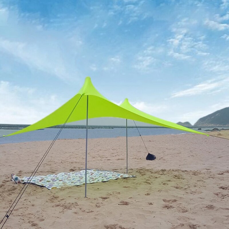 Family Beach Sunshade Lightweight Sun Shade Tent With Sandbag Anchors For Park Outdoor Camping Umbrella Beach Tent: Green