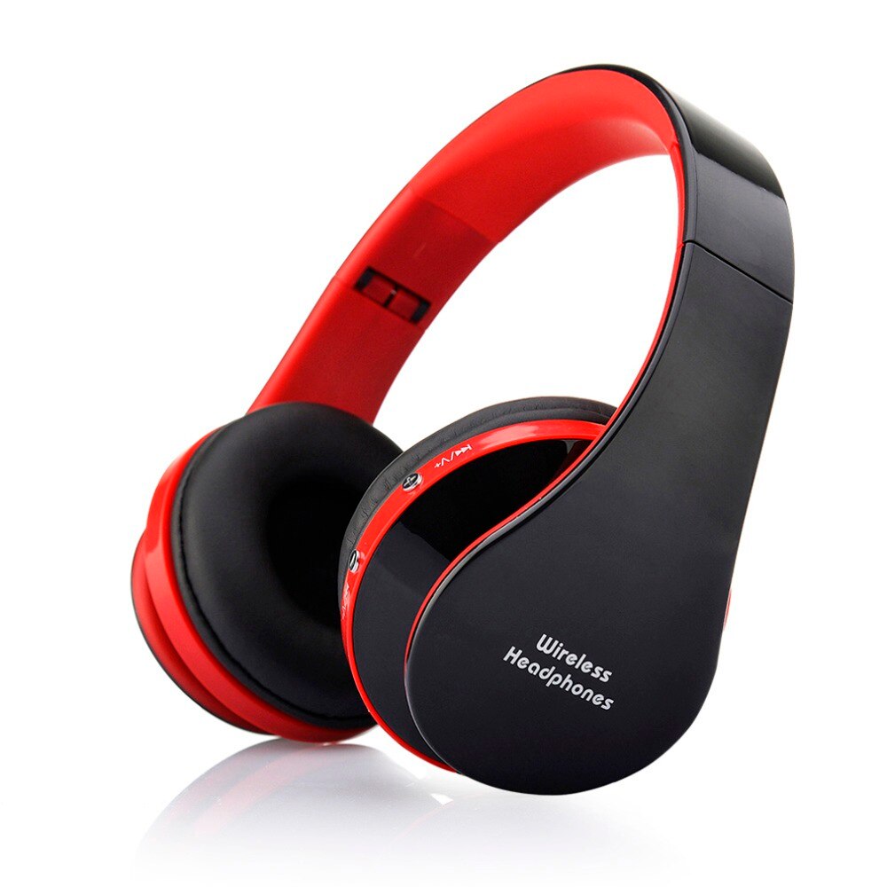 Wireless Bluetooth Headphones Rechargeable Portable Foldable Headsets Head-Mounted Stereo Sports Earphones: red