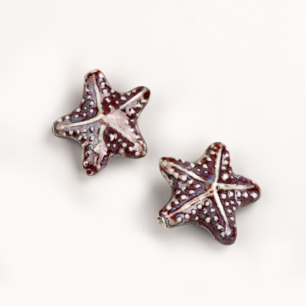 40 # Colgante de cuentas de cerámica de estrella de mar grande roja, forma especial de , fabricación de joyas de porcelana para collar y pulsera, 2 uds. # XN171