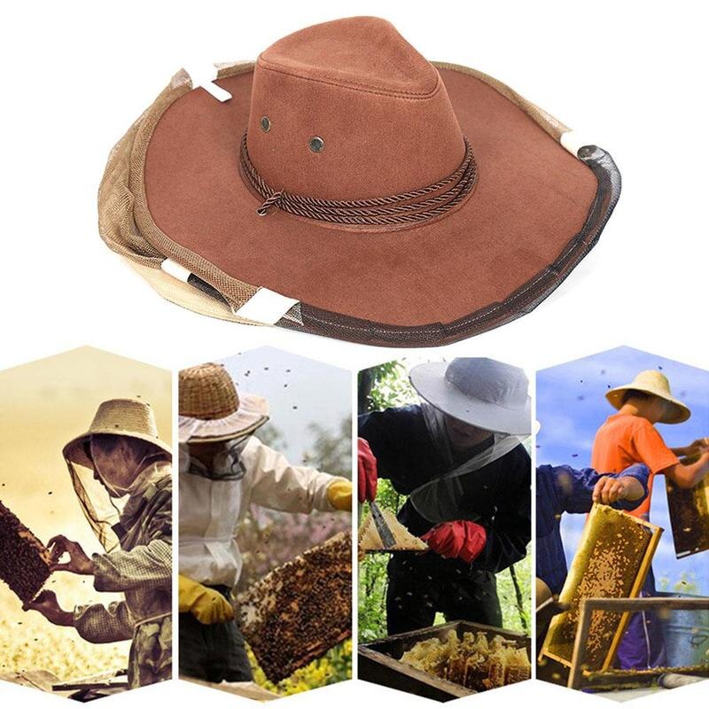 Beekeeping Hat Beekeeper Cowboy Hat Anti Full Bee Wrap Insect Mosquito Net Face Neck Protector Veil Hat P9M2