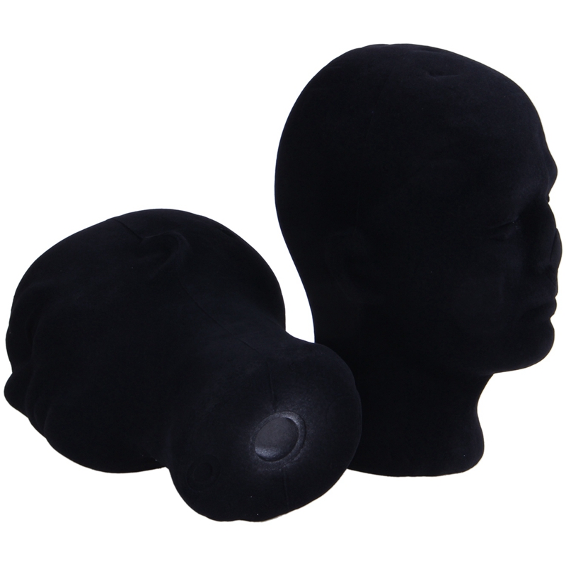 Polystyrène noir mousse hommes modèle Mannequin tête factice Stand magasin affichage chapeau, 2 x noir