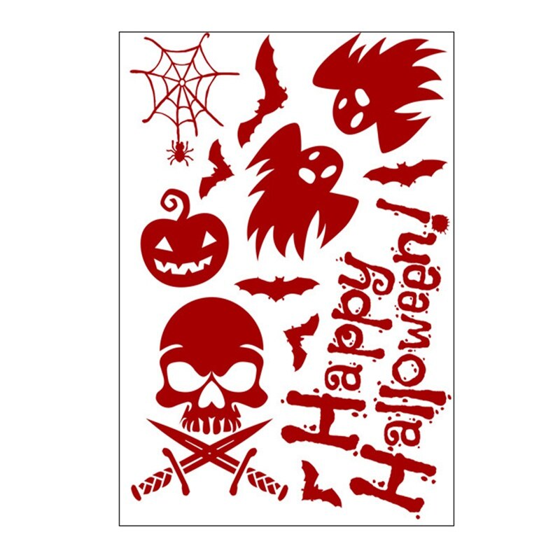 Halloween Bloody Sticker Horror Footprint Decals Blood Handprint Bat Terror Palm Poster Blooding Festival Glass Halloween Decor