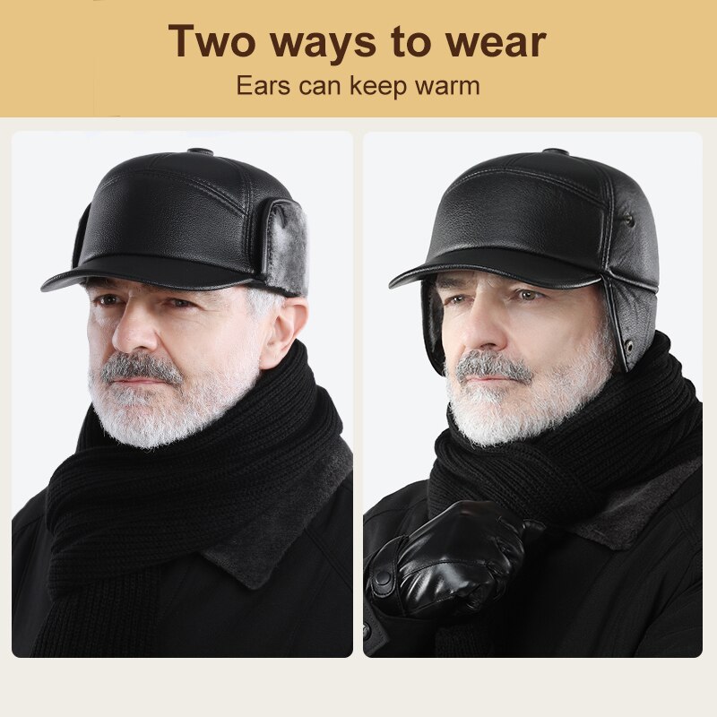 Winter Hoed Voor Oude Mannen Baseball Cap Met Oorkleppen Baret Fleece Dad Hoed Winter Warm Hoeden Voor Platte Pet ouderen Hoed