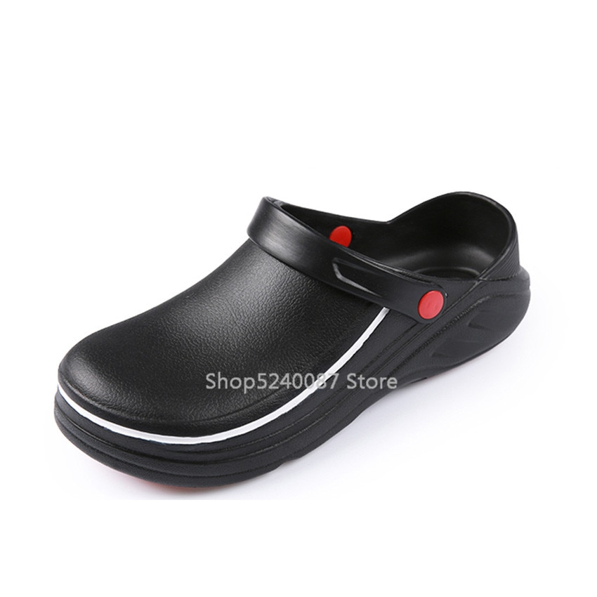Man Restaurant Keuken Chef Blote Voet Schoenen Anti-Slip Chef Master Cook Bakkerij Werk Eva Slippers Ober Zachte Strand water Sandalen: Black / CN size 36-37