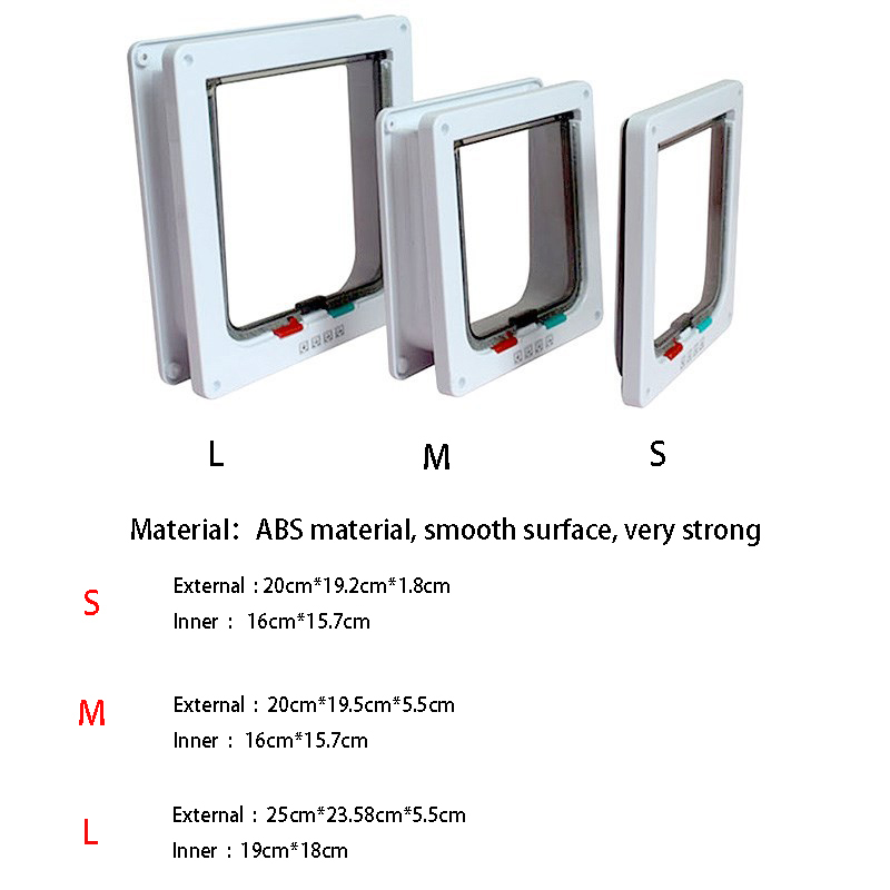 Kattelem dør med 4- vejs lås sikkerhedsklap dør til hund kat killing abs plast lille kæledyr gate dør sæt kat hunde klap dør