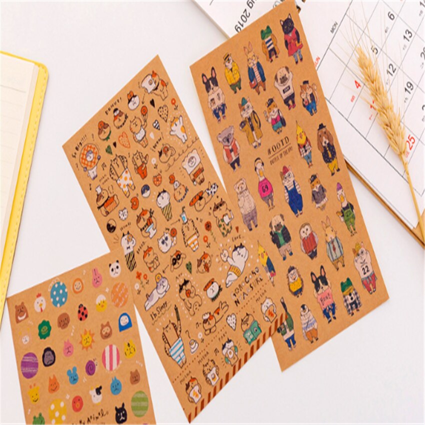 40 pakken/partij cartoon kat papier briefpapier sticker zelfklevend decoratief papier stickers scrapbook dagboek stickers