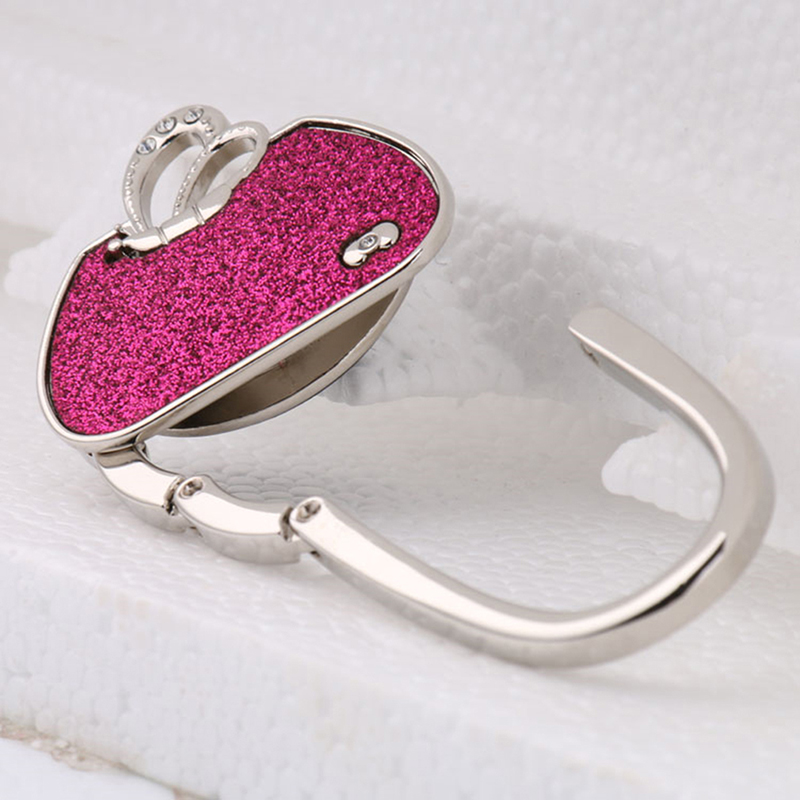 Metal Folded Handbag Hook Hanger Handbag-shape Flashing Purse Bag Hanger Hook Holders Table Hook Bag Accessories