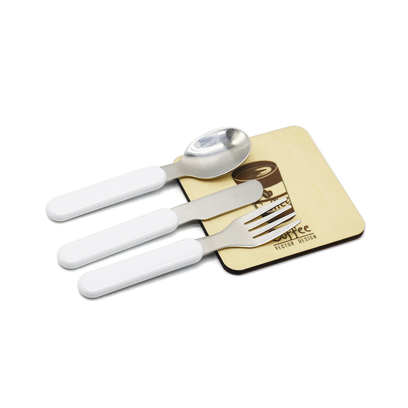 Aldult-cubiertos de sublimación para niños, vajilla de acero inoxidable, vajilla de estilo occidental, cuchillo blanco, tenedor y cuchara