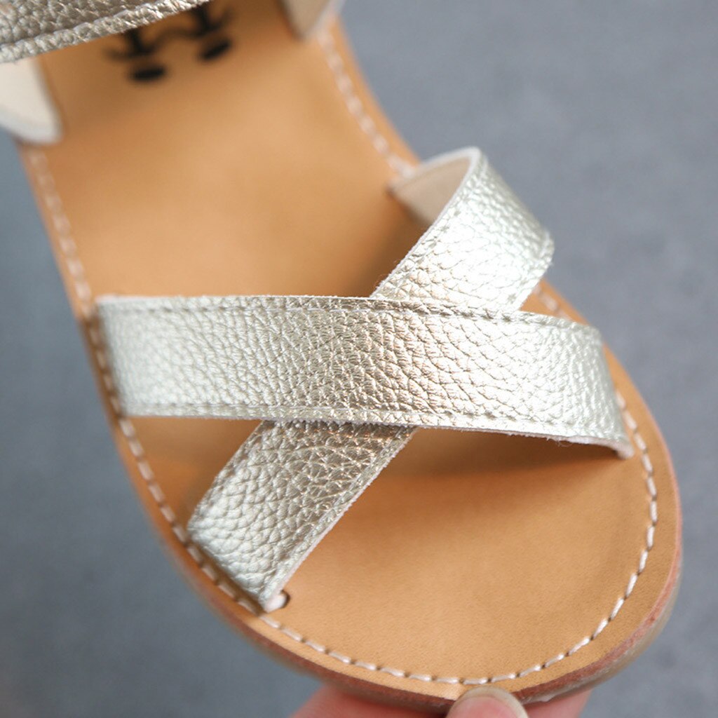 Summer Children Kids Girl Boy Outdoor Soft Cross Sandals Slippers Shoes Anti-Slip Hook & Loop Baby Shoes