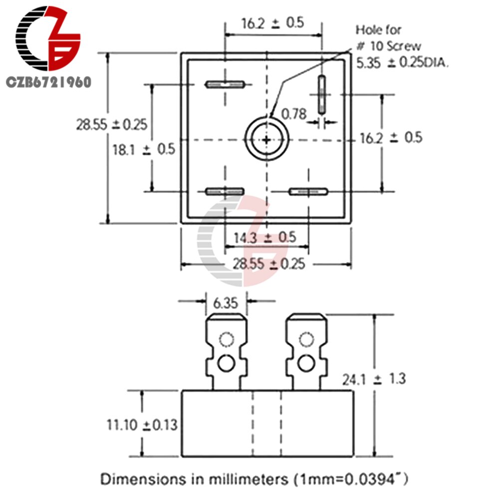 Conmutador KBPC1010 KBPC1510 KBPC2510 KBPC3510 KBPC3510W KBPC5010 Power Puente rectificador de diodo 15A 25A 35A 50A 1000V KBPC