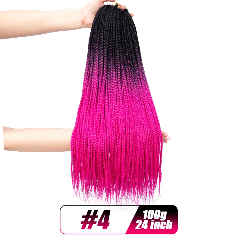 19 Color Crochet Hair Ombre Box Braids 24 Inch Zizi Braiding Hair Pre Stretched Kanekalon Synthetic Hair Extension For Braids: T1B/Grey