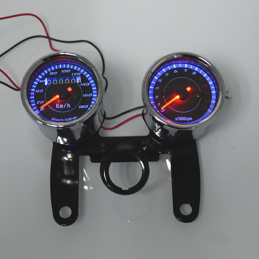 Universele Motorfiets Snelheidsmeter Kilometerteller Gauge 0 ~ 180 km/u 13000 RPM LED Backlight Toerenteller Set