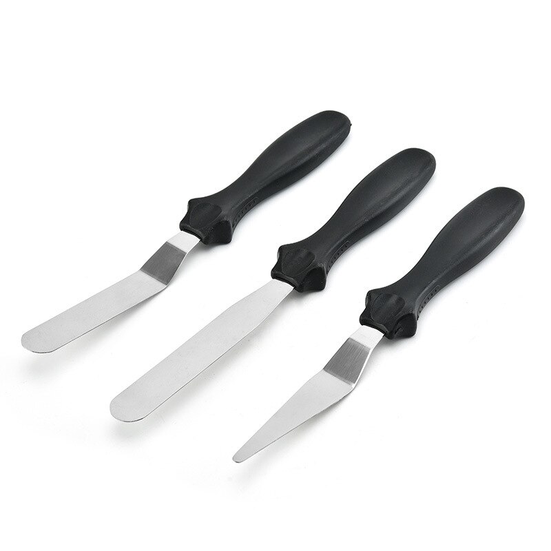 Tredelad uppsättning liten skrapa smör slät kniv tårta strippkniv set bakverktyg bageritillbehör