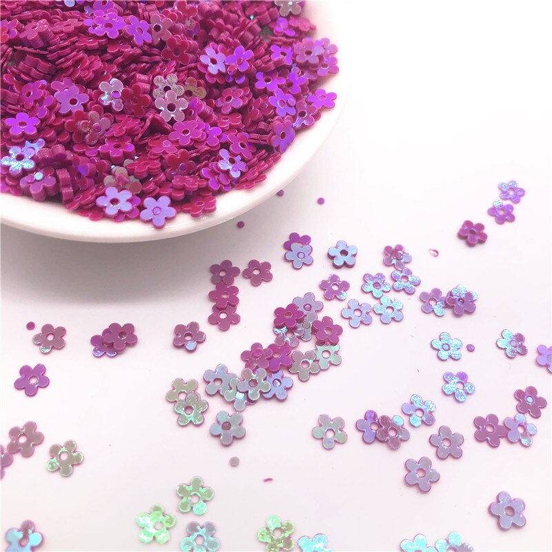 20G 5Mm Midden Gat Pruim Bloem Pailletten Voor Kleding Ambachten Handwerk Naaien Decoraties Glitter Plaksteen Paillette Diy Materiaal