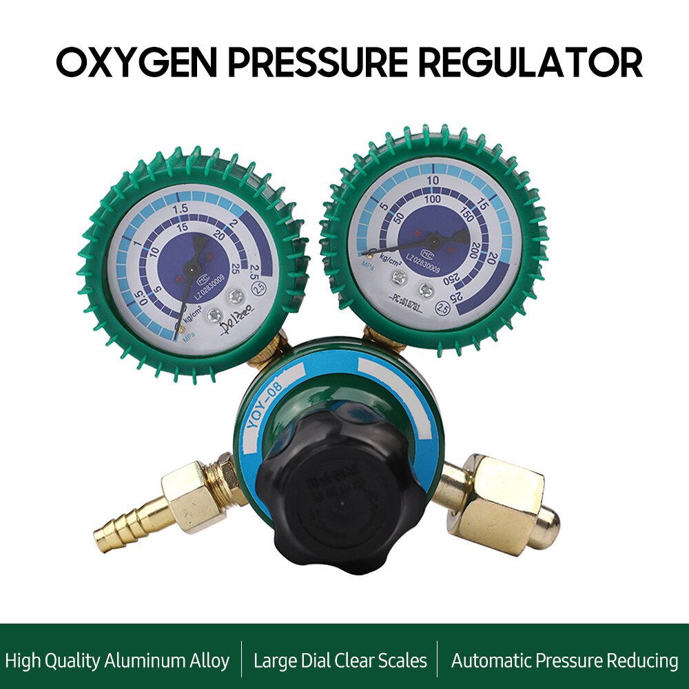 KKMOON YQY-08 Oxygen Pressure Regulator Welding Gas O2 Pressure Gauge Flow Meter Industrial Oxygen Reducer