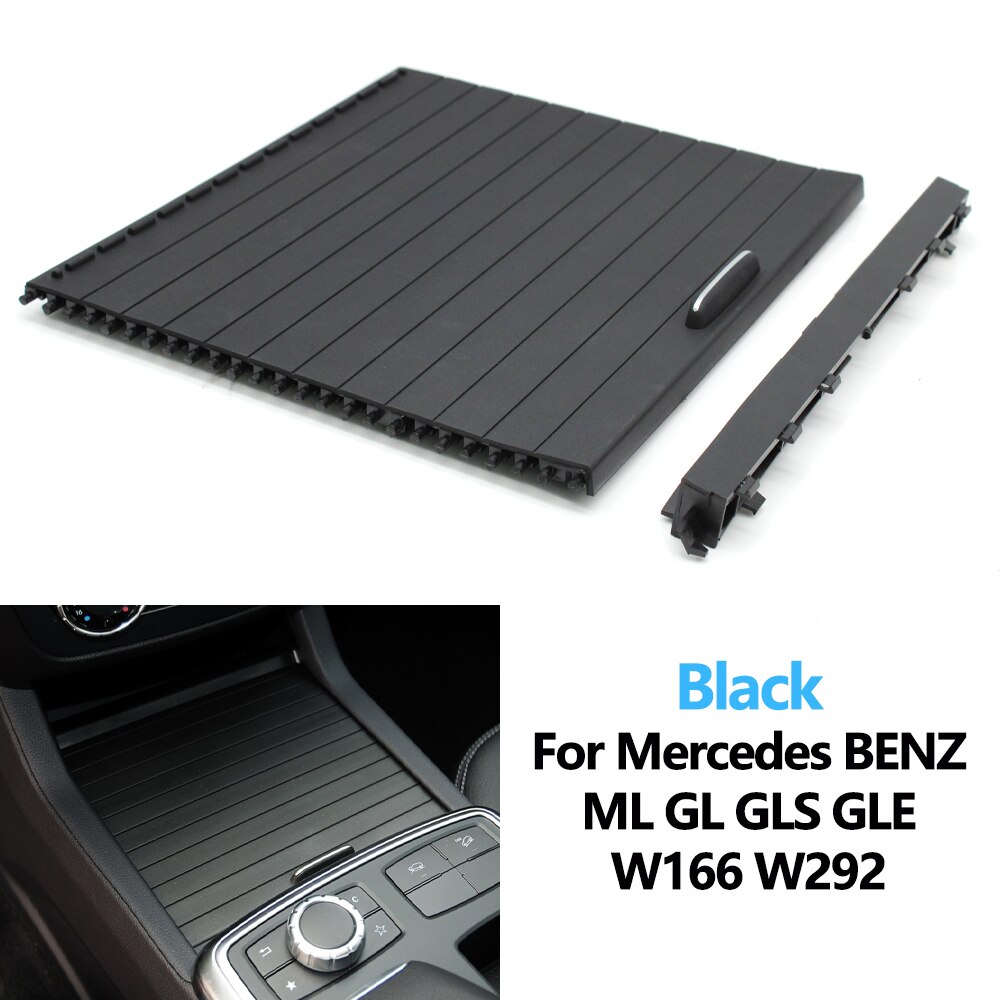 Copertura del rullo dell'otturatore del supporto della tazza della bevanda della consolle del centro dell'automobile per Mercedes Benz ML GL GLE GLS classe W166 W292 2012-2019: nero