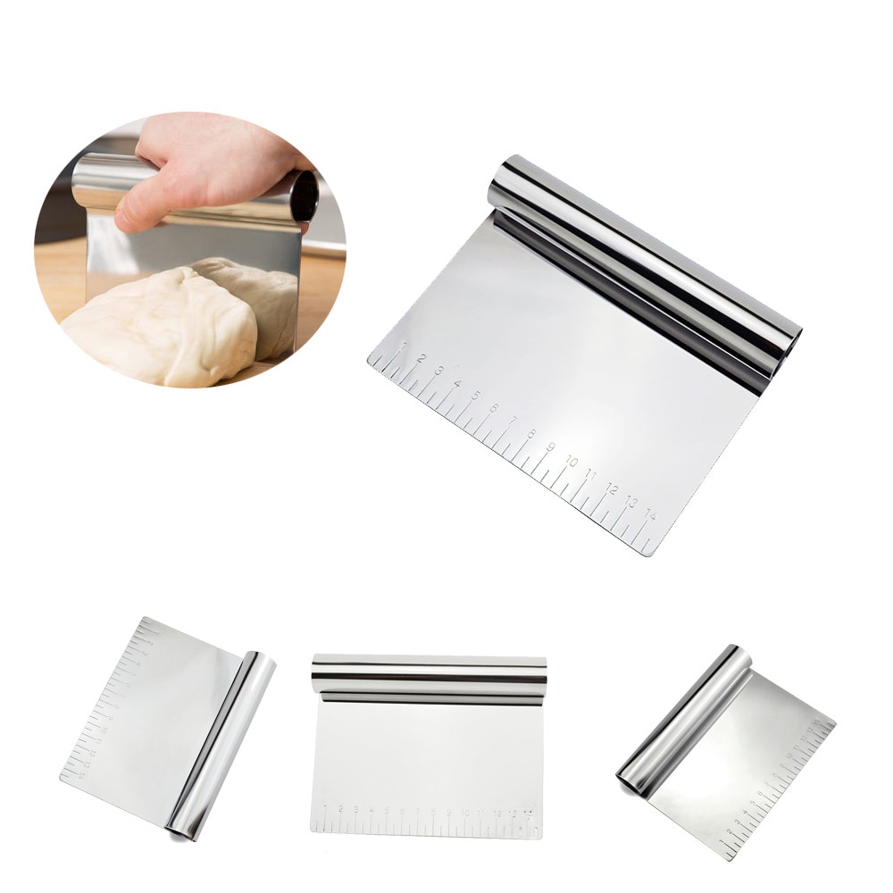 Grattoir Coupe-pâte 2 Pièces - Acier Inoxydable, Poignée Ergonomique | Pour Pâtes, Pain, Gâteaux, Cuisine