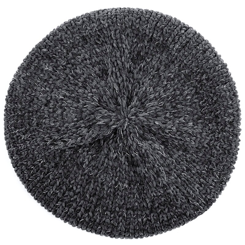 Knitted Wool Hats For Women Lady Winter Berets Spring Casual Warm Hat Female Solid Color Beret Hats Caps: gray silver-1
