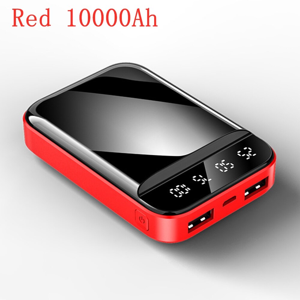 Floveme batterie externe miroir affichage numérique double USB sortie ports 2.1A charge rapide 480010000/20000 mAh pour Smartphone: 10000mAh Red