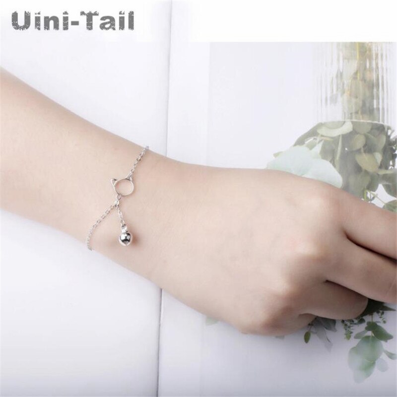 Uini-Tail 925 sterling silver Korean version of the small fresh cute cat bell bracelet simple personality cute