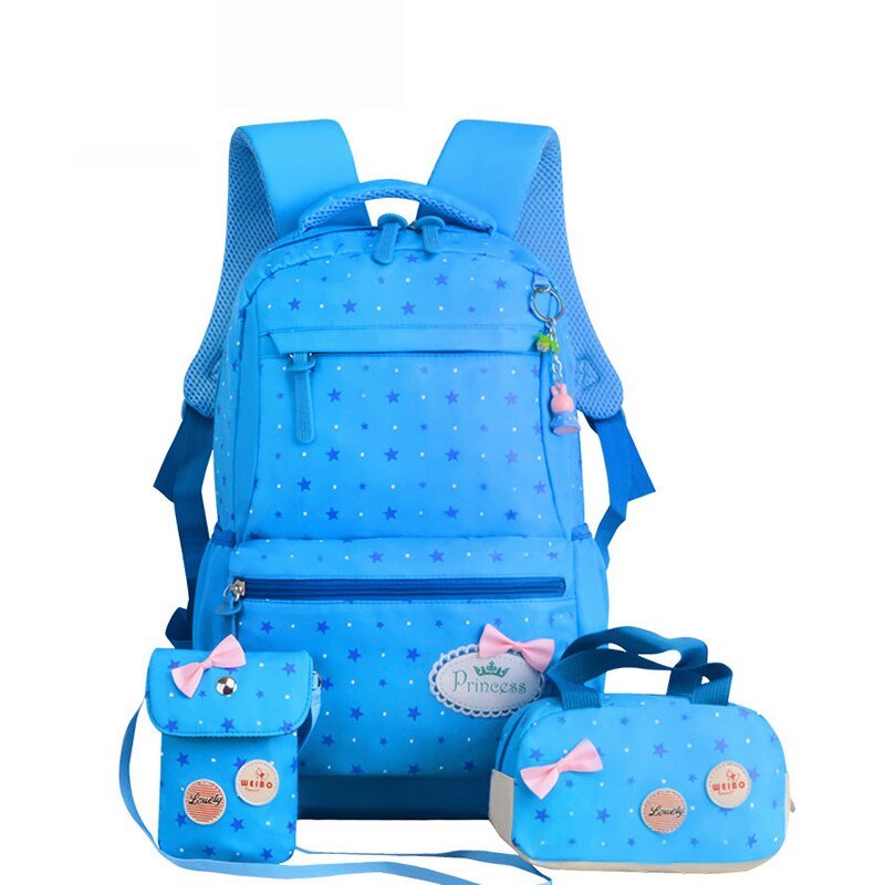 Teenagers girls Lightweight waterproof school bags star printing children school backpacks child orthopedics schoolbag bolsa: Blue a