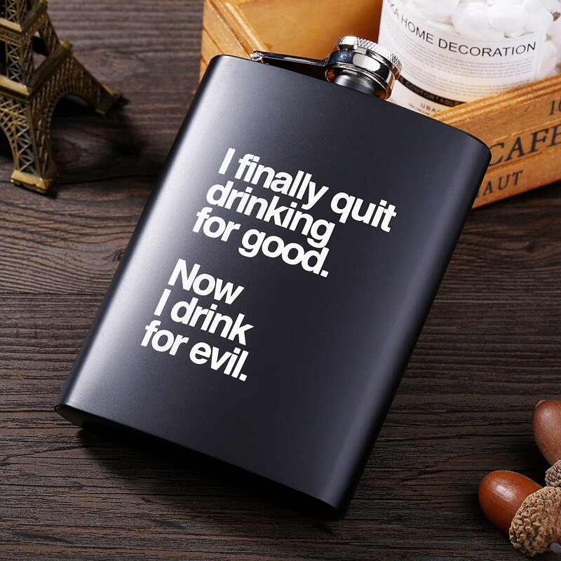 8oz Stainless Steel Hip Flask Black Paint Alcohol Flagon Whiskey Wine Bottle Travel Drinkware For: Style 2
