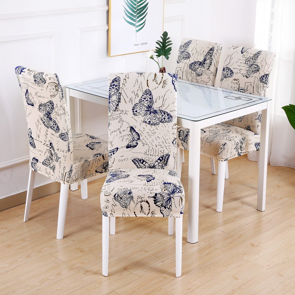4Pcs Eetkamer Stoel Cover Afneembare Wasbare Stretch Seat Cover 1 Stuks, Populaire Vlinder Vorm
