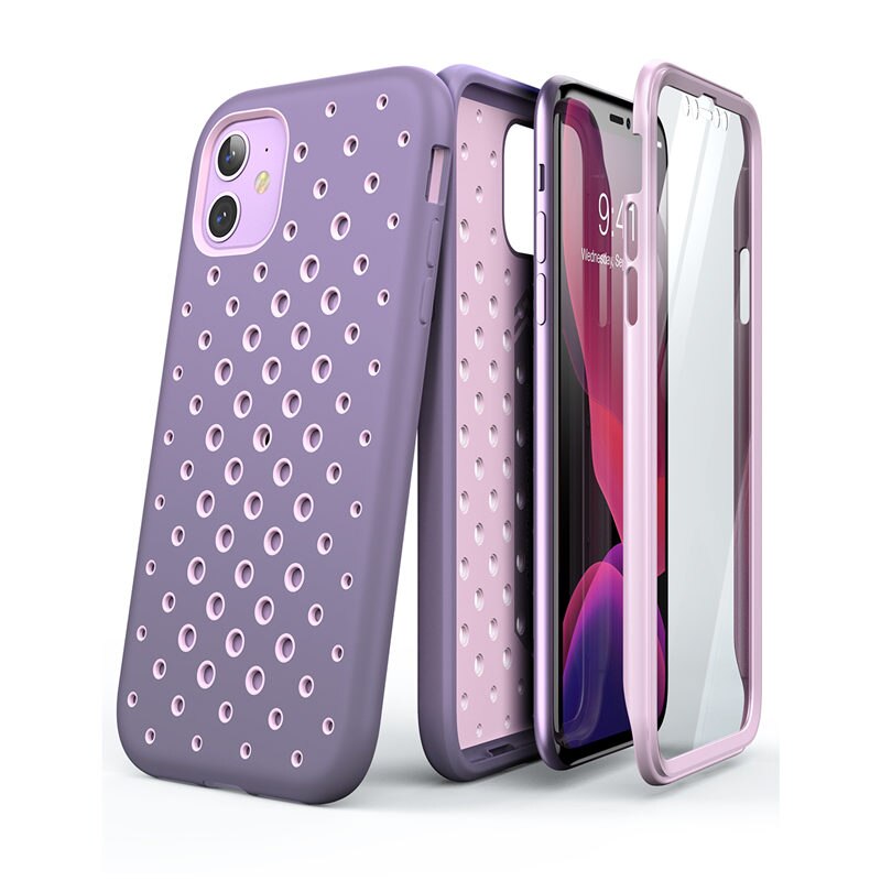 For iPhone 11 Case 6.1" ) SUPCASE UB Sport Premium Hybrid Liquid Silicone Rubber + PC Cover With Built-in Screen Protector: Purple