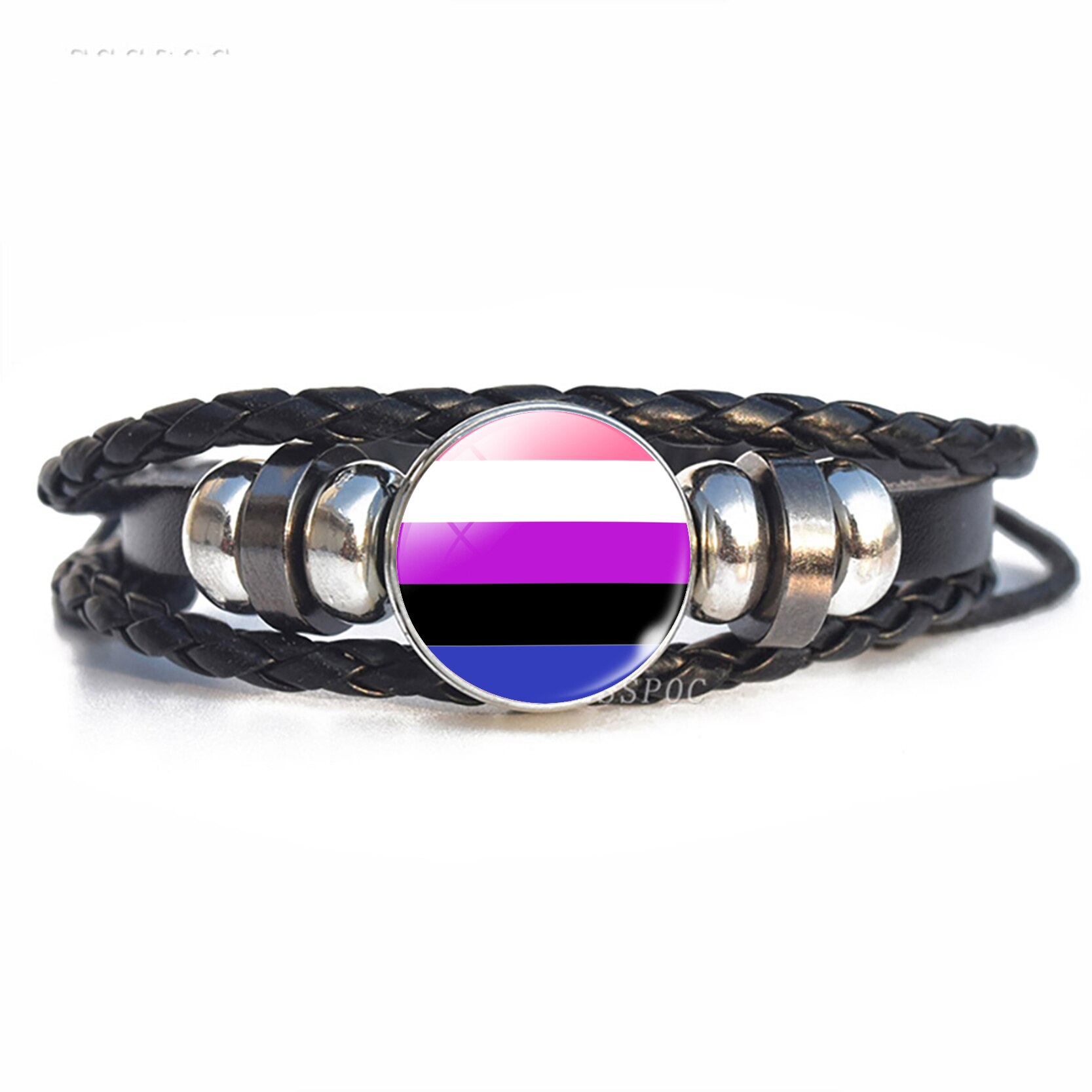 Regenbogen Flagge Lesben Homosexuell Stolz Punk Leder Armbinde Bisexuelle Transgender Stolz Armbinde Männer Frauen: Größe 6
