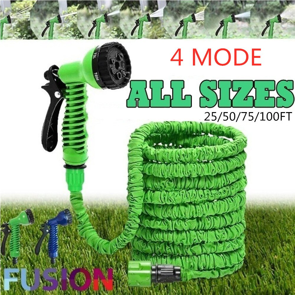 25-100FT Garden Hose Expandable Flexible Telescopic Water Hose Pipe Watering With Spray Gun To Watering Car Wash Spray: Green-25FT