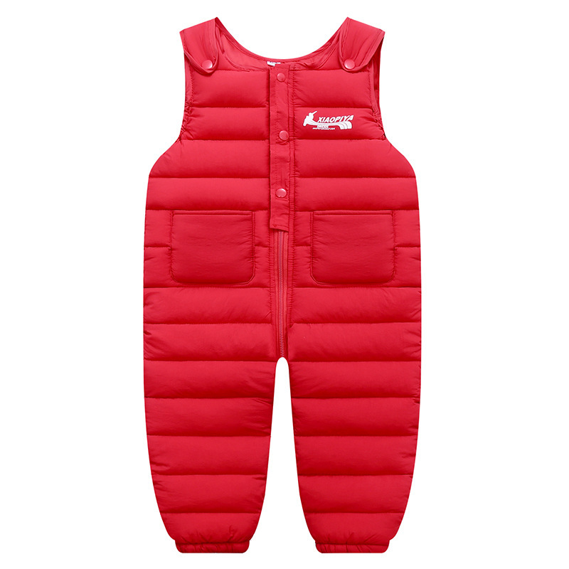 Salopette d'hiver en coton pour enfants, pantalon , combinaisons coupe-vent pour garçons et filles, épais, à la ,: Rouge / 24M