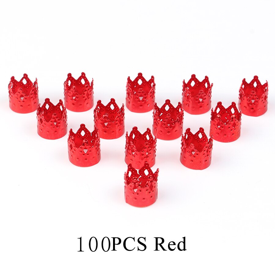Alileader Krone Ringe Für Zöpfe Metall Perlen Für fürchtet mischen Farbe Perlen Einstellbare Haar Kasten Zöpfe Ring Krone Schmuck Metall perle: rot 100Stck