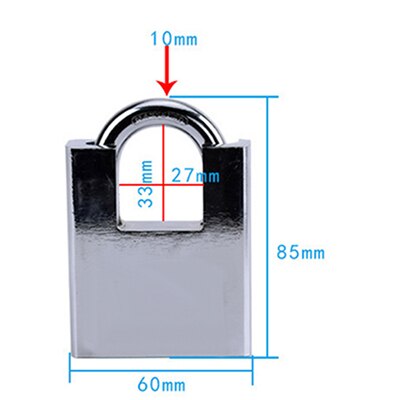 1PCS keyed padlock Galvanized iron lock Anti - theft waterproof dust pry Security lock Door / warehouse / dormitory padlock: Only 60mm