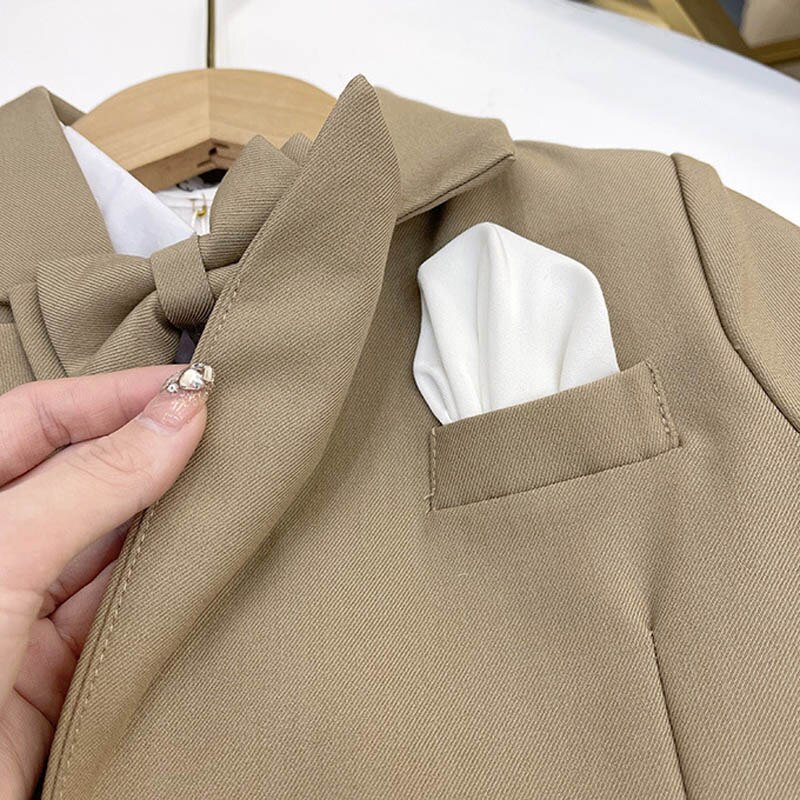 Conjunto de traje Formal de doble botonadura para niño, traje de Color sólido para de boda, traje de celebración, Blazer para niño, pantalones, conjunto de ropa de 2 piezas