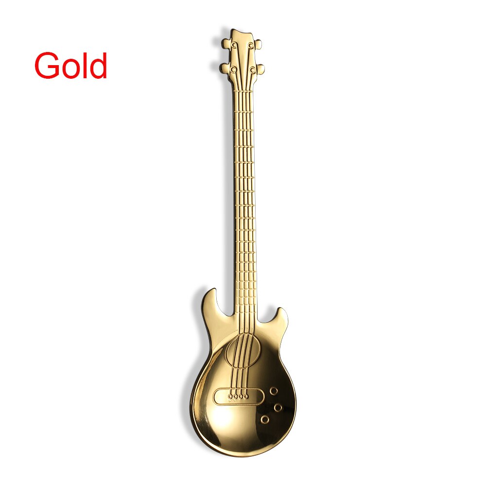 Regenboog Gitaar Vorm Koffie Mengen Lepel Koud Drankje Thee Gereedschap Keuken Gadget Lepel Handvat Roestvrijstalen Keuken Accessoires: Gold