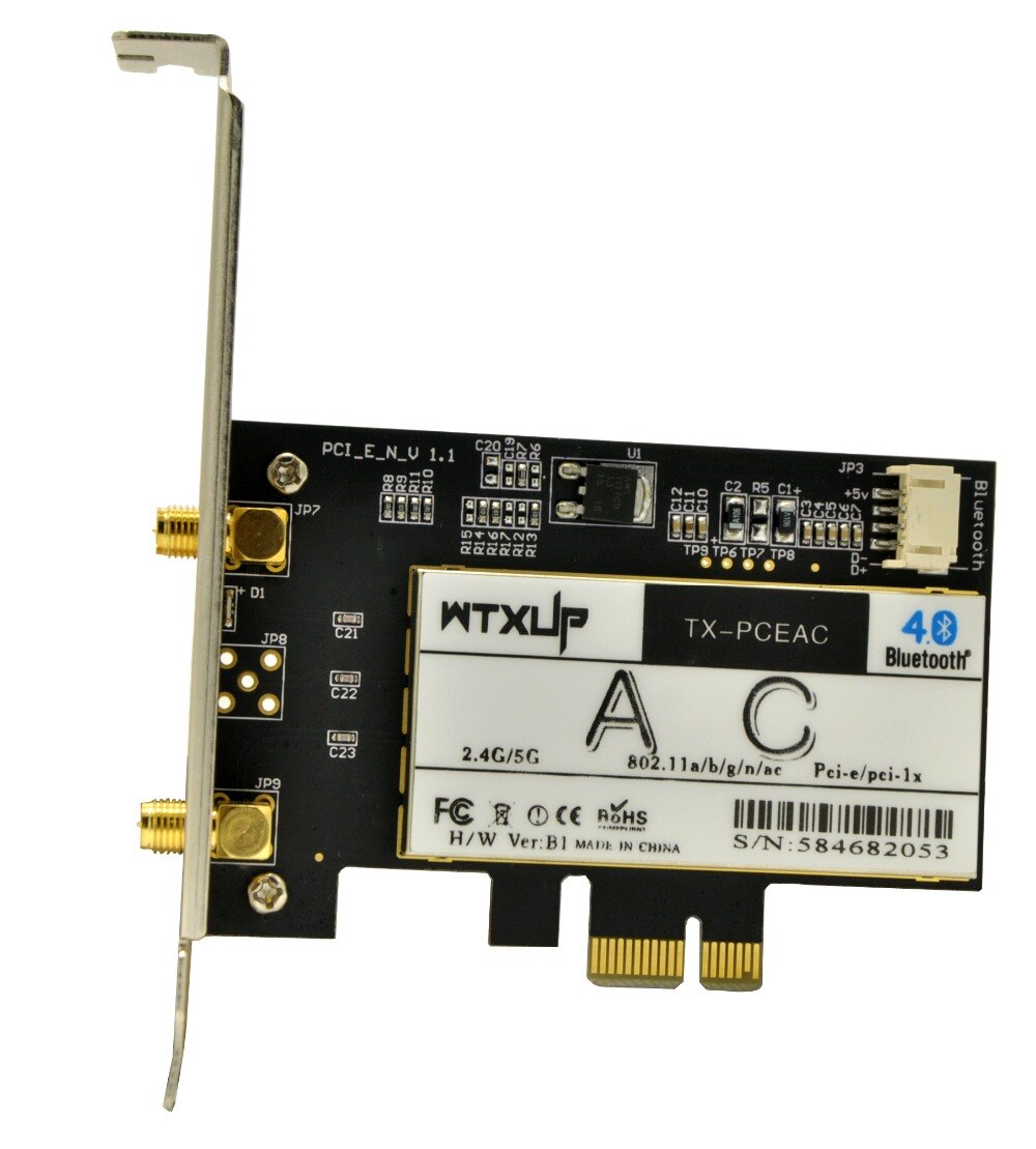 Wtxup qualcomm atheros qcnfa344 1200 mbps desktop 802.11ac pci express wifi adaptador sem fio pci-e + bluetooth 4.1 bt 4.1