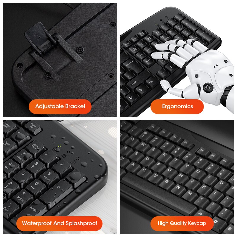 Silent Keyboard and Mouse Set Wired Full Size Keyboard Computer Ergonomic Mute Keycap Office USB Keyboard Mouse Combo PC Desktop