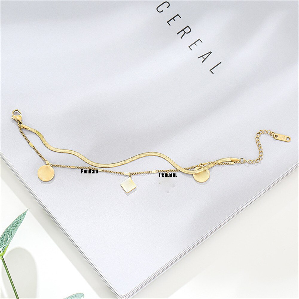 Non-fading Hollow Flower Double-layer Handmade Jewelry Bracelet 316L Titanium Steel Chain & Link Bracelets Metal Stainless Steel