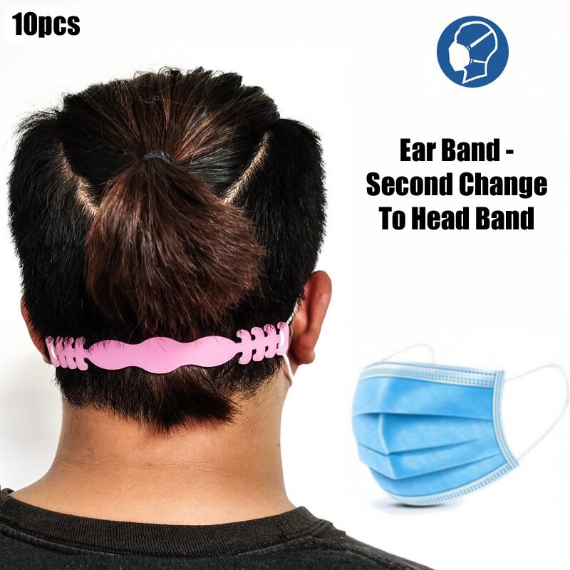 10 stk hovedbæltebånd til engangsmaske ørebånd andet skift hovedbælte maske ledsager udløser tryk på øre arbejdssikkerhed: Lyserød